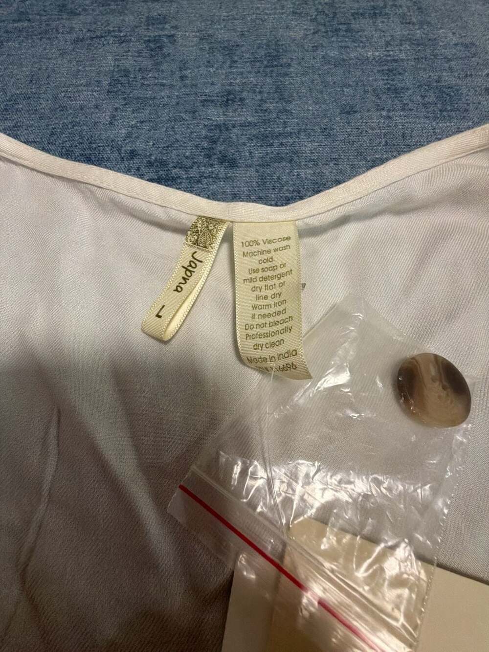 Japna White Sleeveless Tie Front Button Down Vest Top Size L